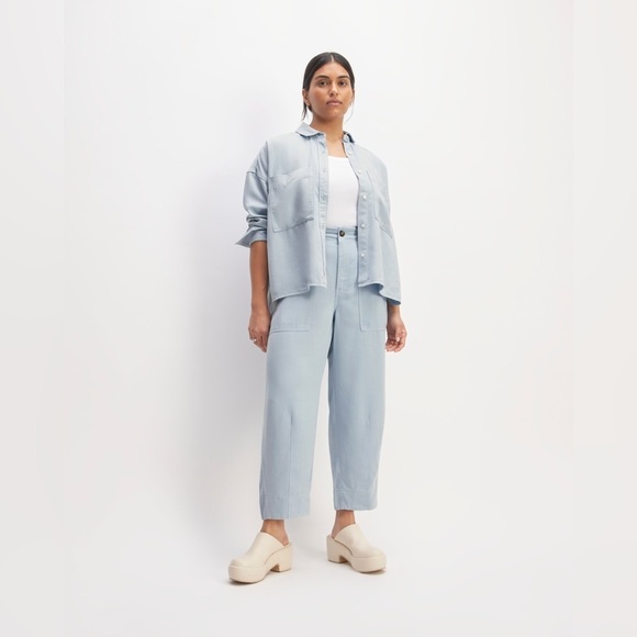 Everlane | The Utility Barrel Leg Tencel Pant Chino Buttersoft Blue Gray Size 8 - Picture 1 of 13